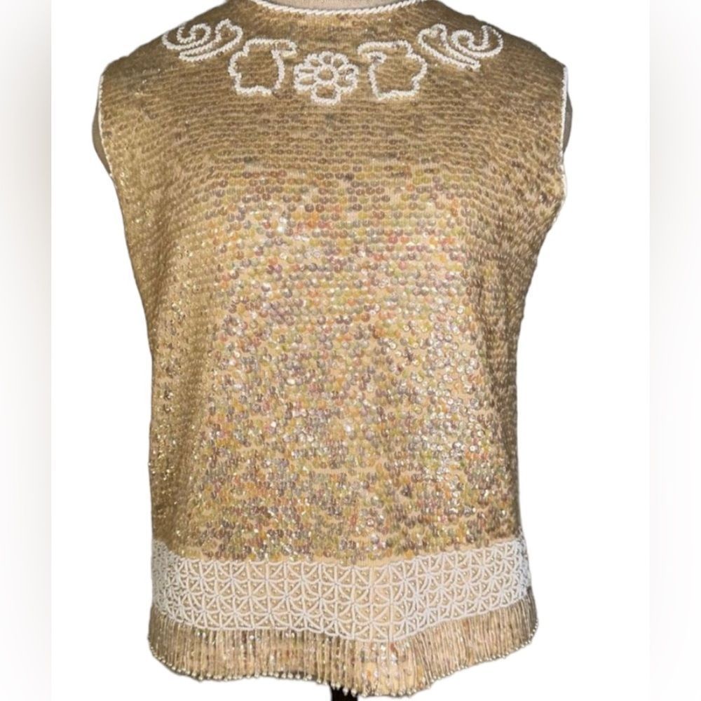 Joyce Sportswear Vintage MermaidCore All Over Sequin Embellished Glam Formal Top